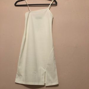 Cream scrappy split hem bodycon dress-Uk 8